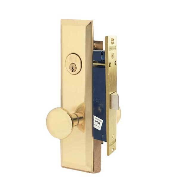 Marks Marks: METRO MORTISE KNOB LOCKSET HD - VESTIBULE - 1-1/16 X 7-5/8 - POLISHED BRASS - LEFT HAND MRK-114DW-3-LH - main